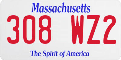 MA license plate 308WZ2