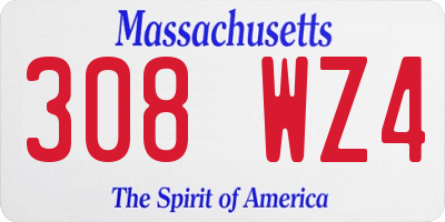 MA license plate 308WZ4