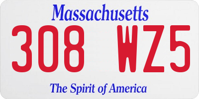 MA license plate 308WZ5