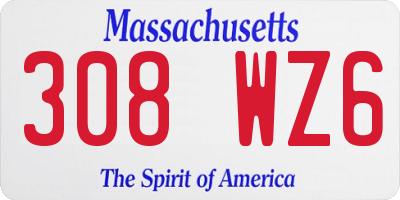 MA license plate 308WZ6