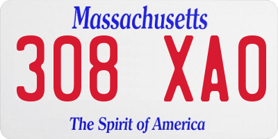 MA license plate 308XA0