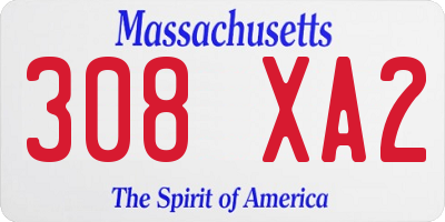 MA license plate 308XA2