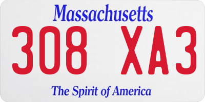 MA license plate 308XA3