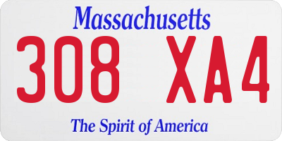 MA license plate 308XA4