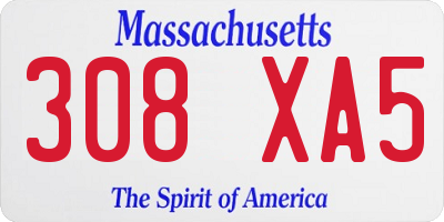MA license plate 308XA5
