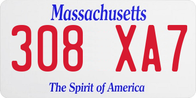 MA license plate 308XA7