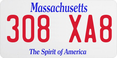 MA license plate 308XA8