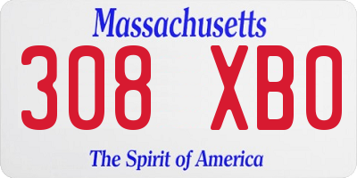 MA license plate 308XB0
