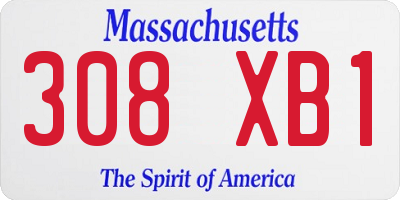 MA license plate 308XB1