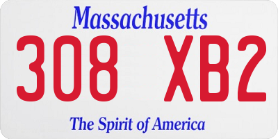MA license plate 308XB2
