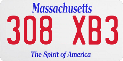 MA license plate 308XB3