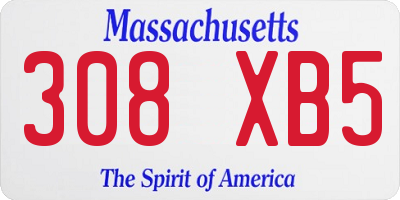 MA license plate 308XB5