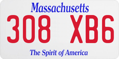 MA license plate 308XB6