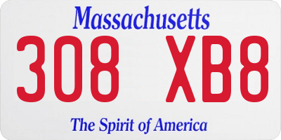 MA license plate 308XB8