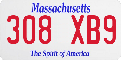 MA license plate 308XB9
