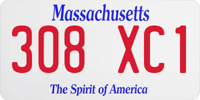 MA license plate 308XC1