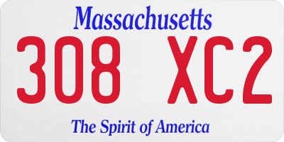 MA license plate 308XC2