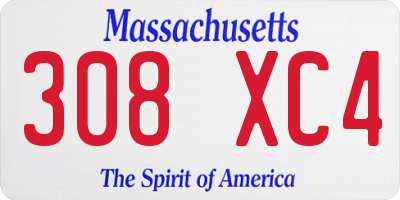 MA license plate 308XC4