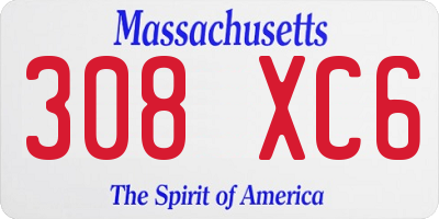 MA license plate 308XC6