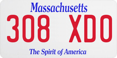 MA license plate 308XD0