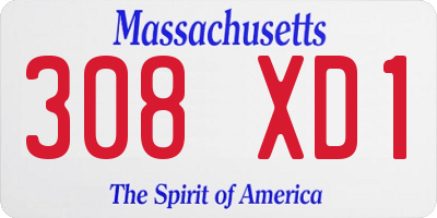 MA license plate 308XD1