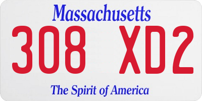 MA license plate 308XD2