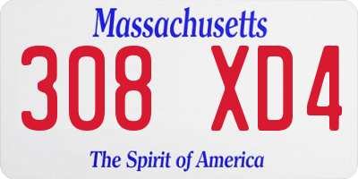 MA license plate 308XD4