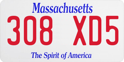 MA license plate 308XD5