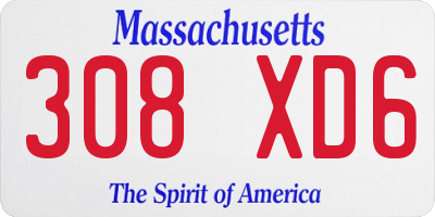 MA license plate 308XD6