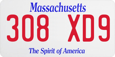 MA license plate 308XD9