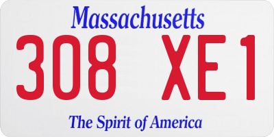 MA license plate 308XE1
