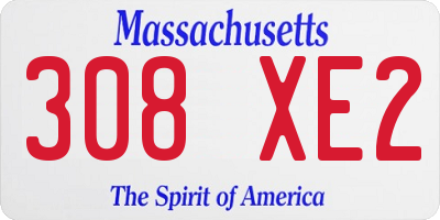 MA license plate 308XE2