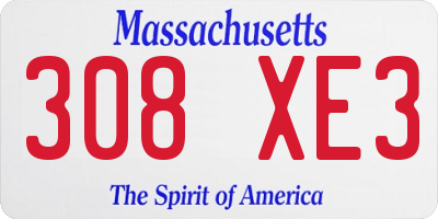 MA license plate 308XE3