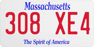MA license plate 308XE4