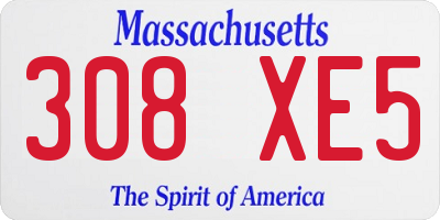 MA license plate 308XE5