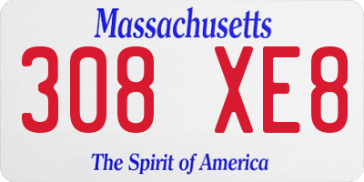 MA license plate 308XE8