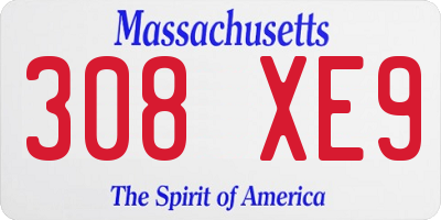 MA license plate 308XE9