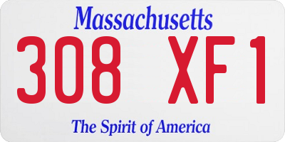 MA license plate 308XF1