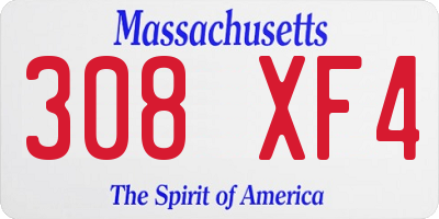 MA license plate 308XF4