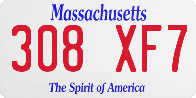 MA license plate 308XF7