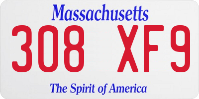 MA license plate 308XF9