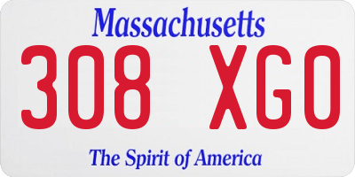 MA license plate 308XG0