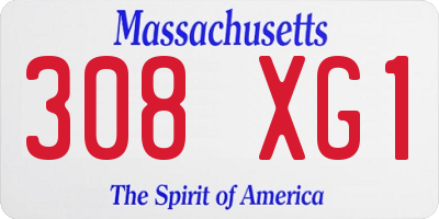 MA license plate 308XG1
