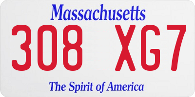 MA license plate 308XG7