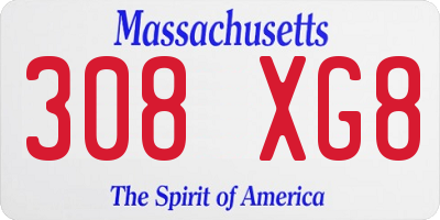MA license plate 308XG8