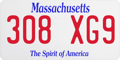 MA license plate 308XG9
