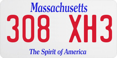 MA license plate 308XH3