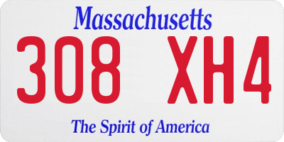 MA license plate 308XH4