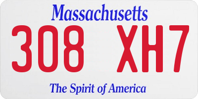 MA license plate 308XH7