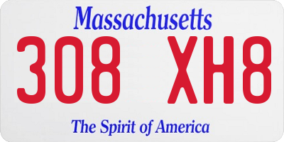MA license plate 308XH8